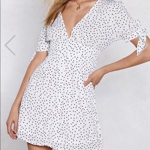 Nasty Gal Mini Dress White with Black Polka Dots